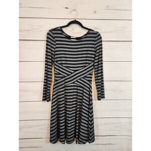 Beige by eci‎ Women's Striped Long Sleeve Knee Length Midi Dress Size M